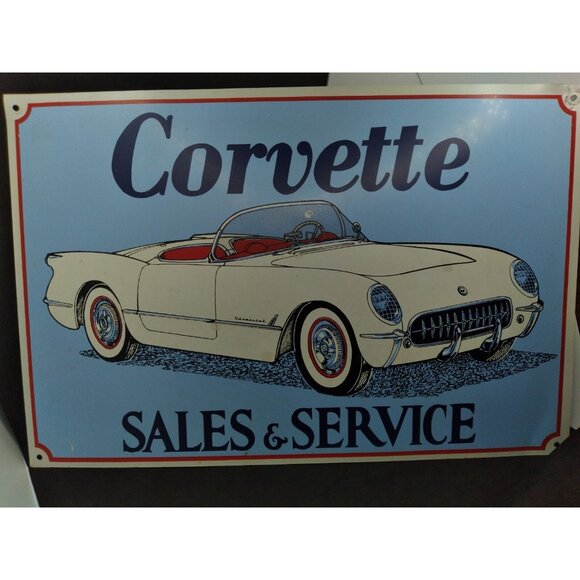 Corvette Sales & Service Sign Metal Retro style 12"x 18" man cave barware garage - Picture 9 of 14